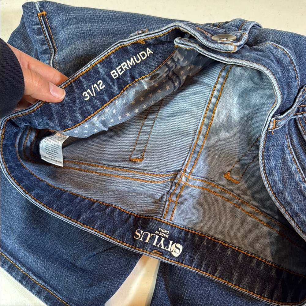 STYLUS Bermuda Blue Denim Shorts - Picture 2 of 3